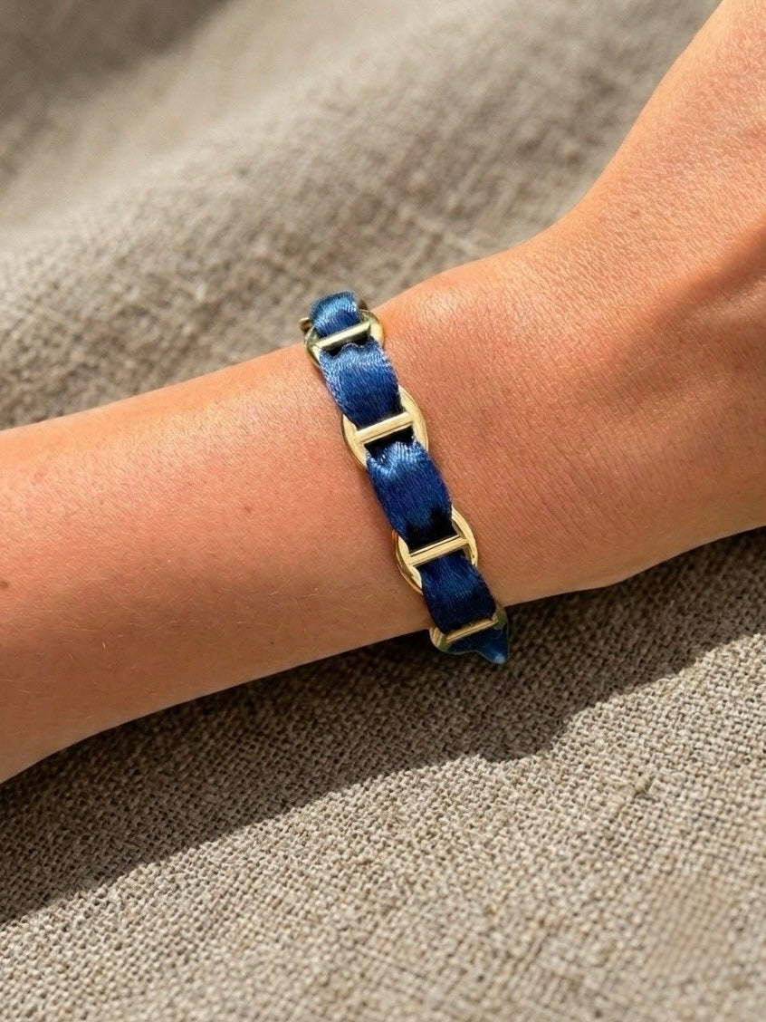 Jonc MAILLE ruban bleu marine