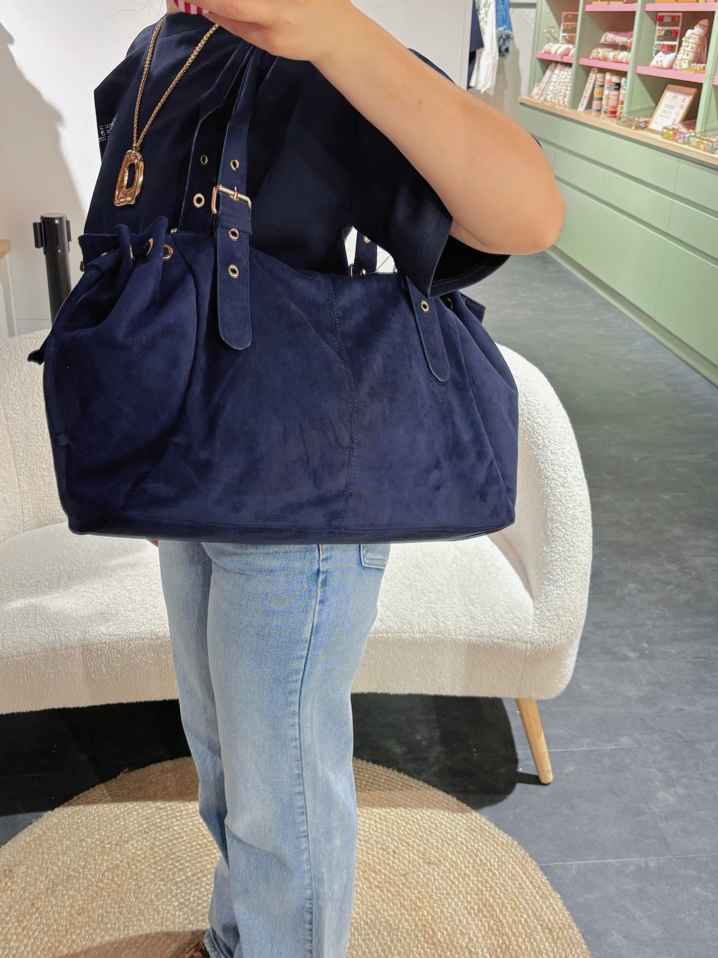 Sac BOSTON bleu marine en suédine