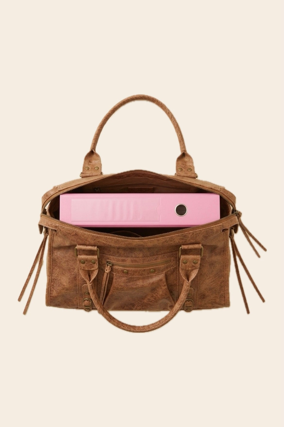 Sac PANAM cuir camel mat GRAND modèle