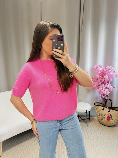 Pull MAËLYS rose bonbon