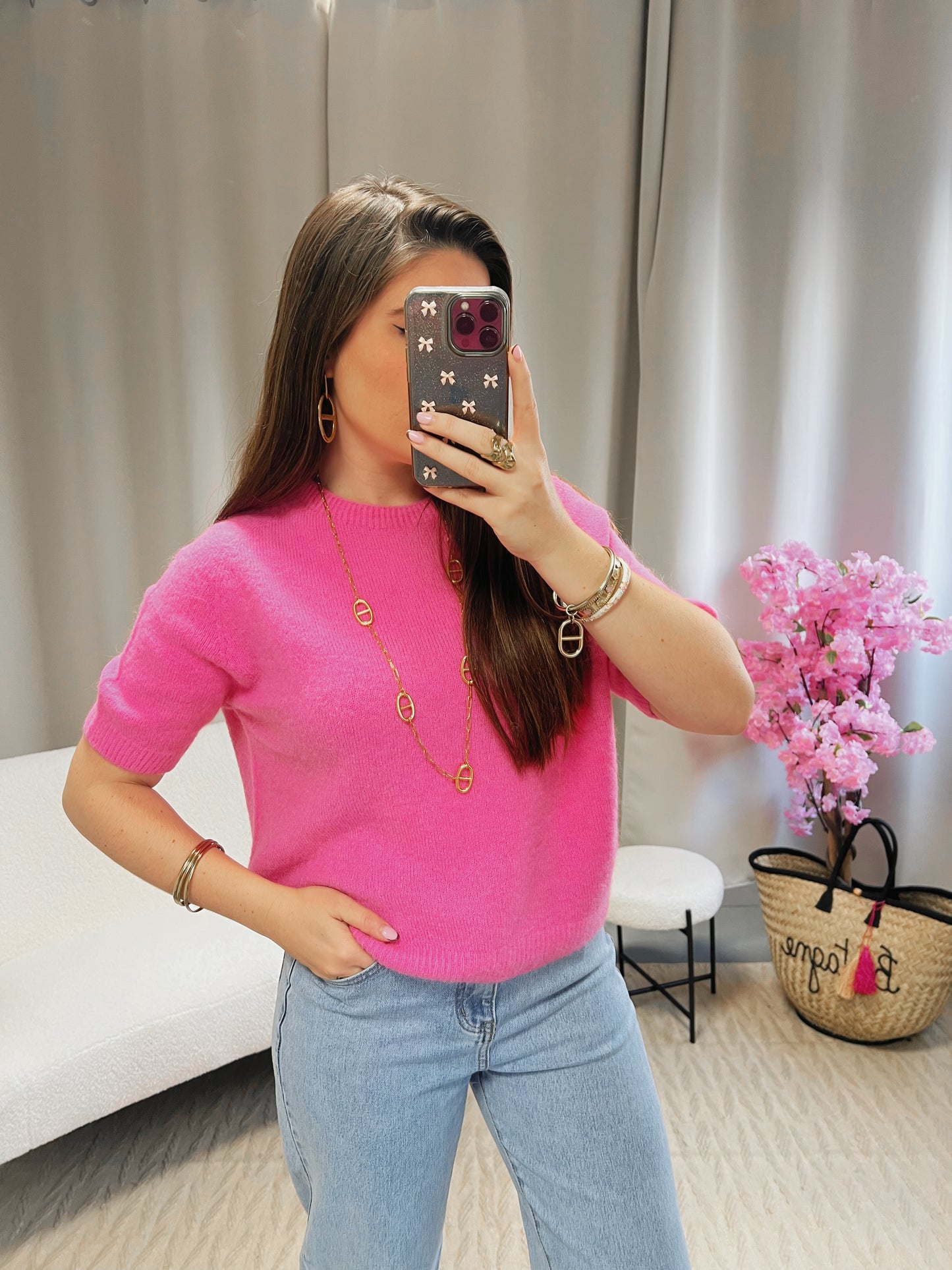 Pull MAËLYS rose bonbon