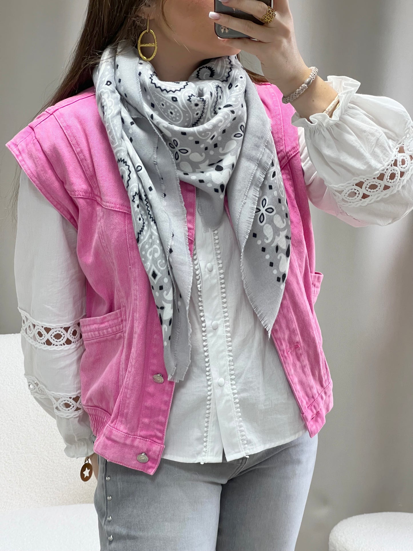 Foulard bandana gris