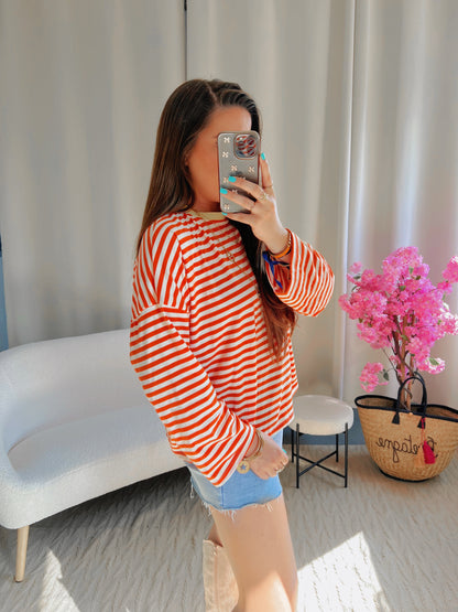 T-shirt MARINE blanc et orange