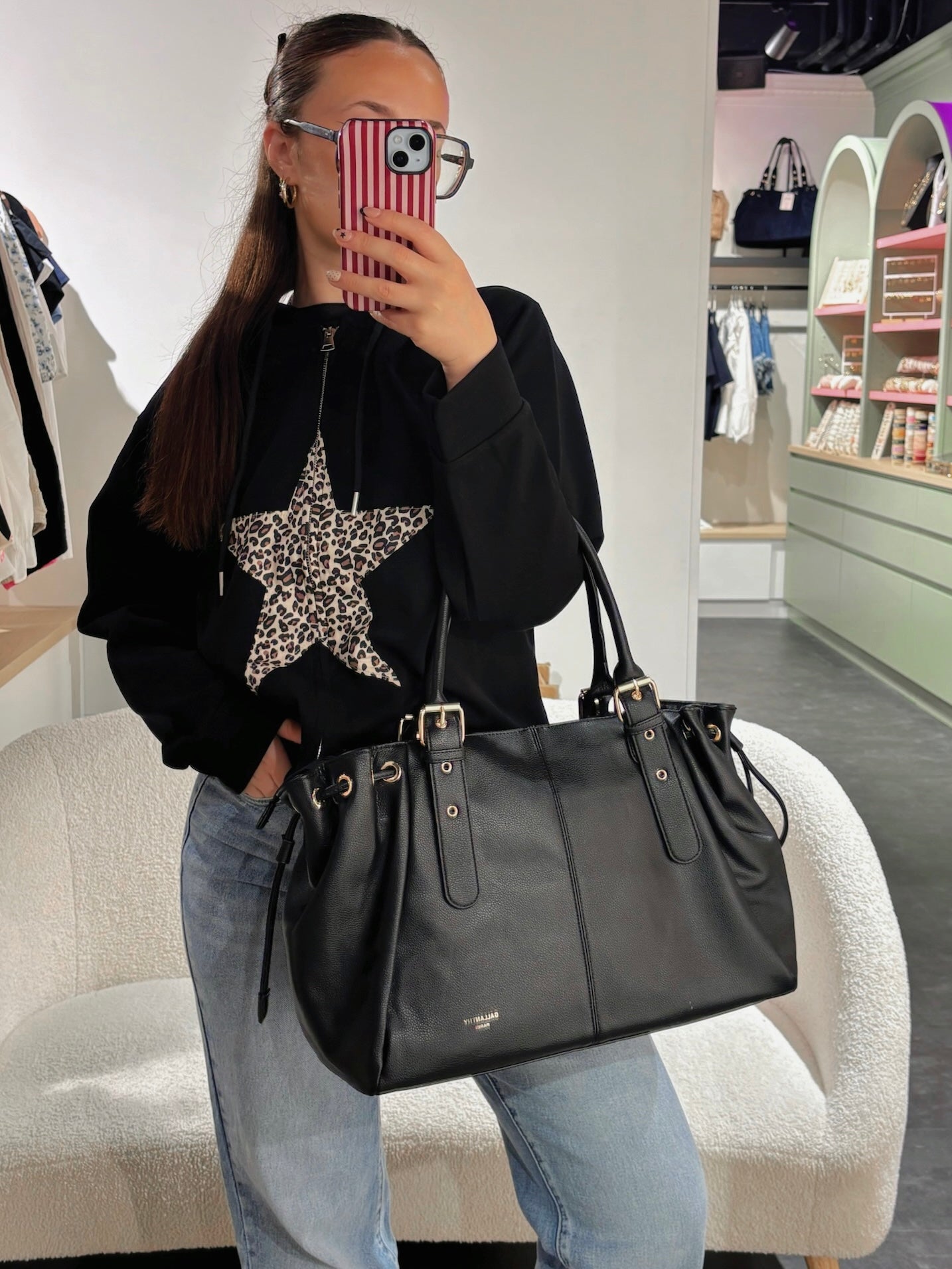 Sac STUD noir grainé synthétique