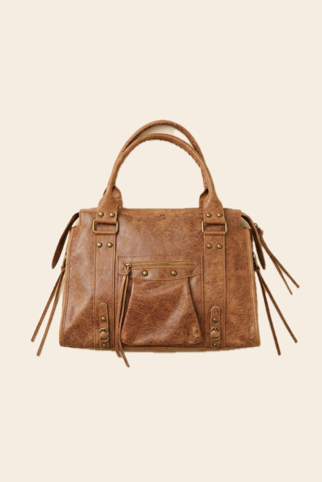 Sac PANAM cuir camel mat GRAND modèle