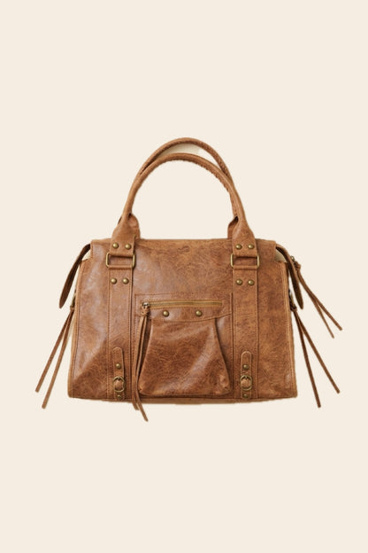 Sac PANAM cuir camel mat GRAND modèle