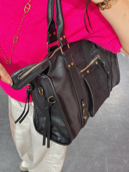 Sac MONACO noir brossé synthétique