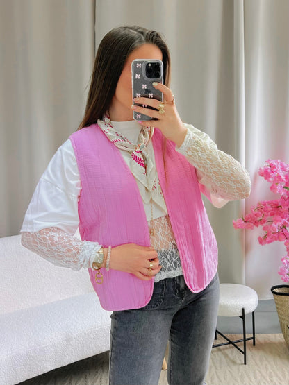 Gilet sans manches ALBA rose