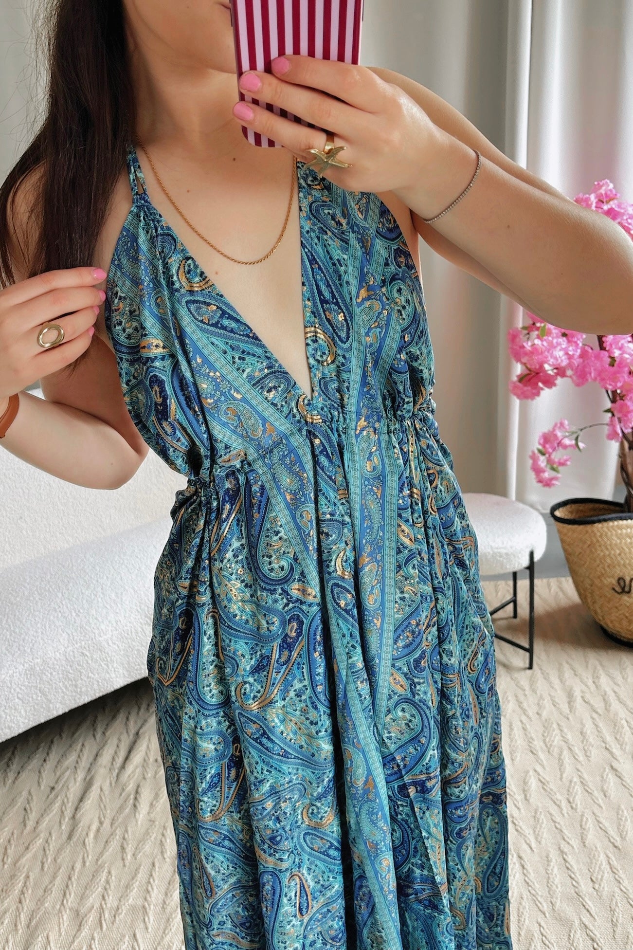 Robe BOHÈME bleu canard