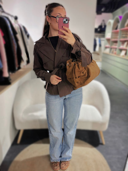 Sac BOSTON camel en suédine