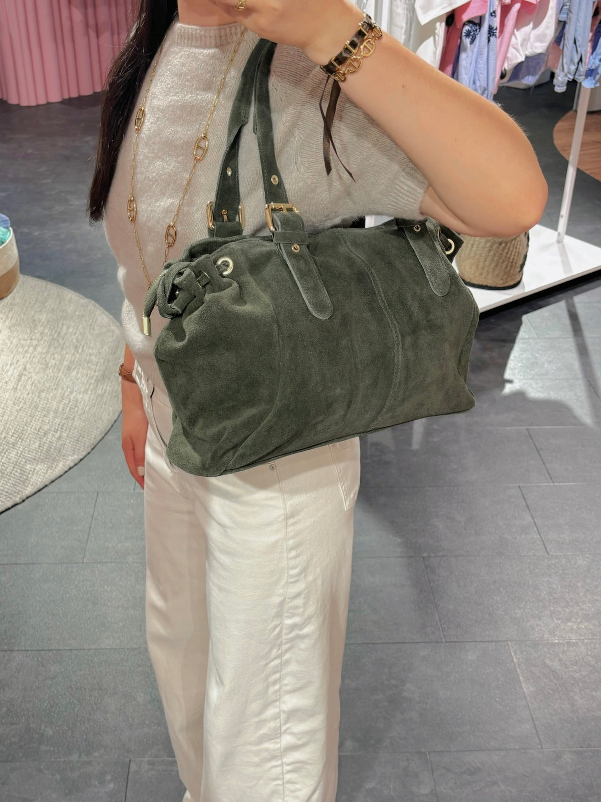 Sac GEREL daim kaki GRAND modèle