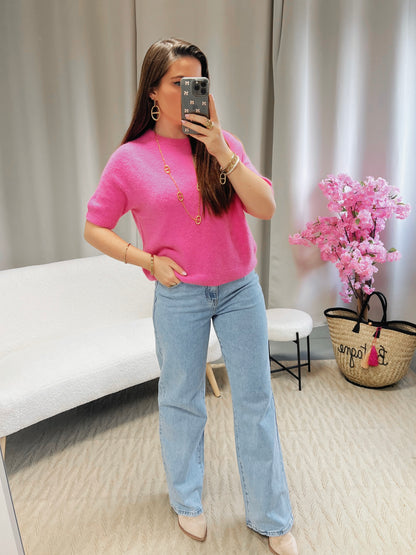 Pull MAËLYS rose bonbon