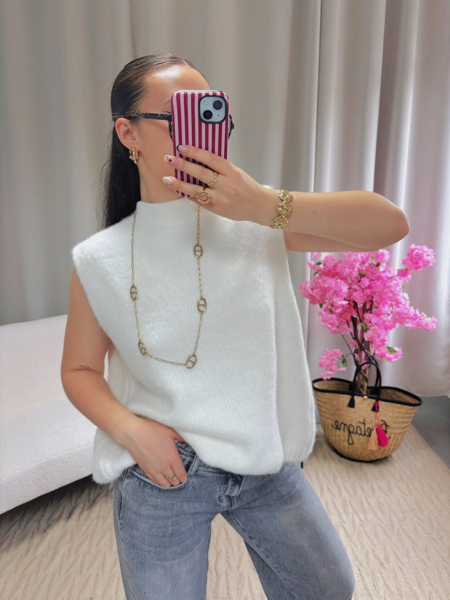 Pull dos nu SIENNA blanc
