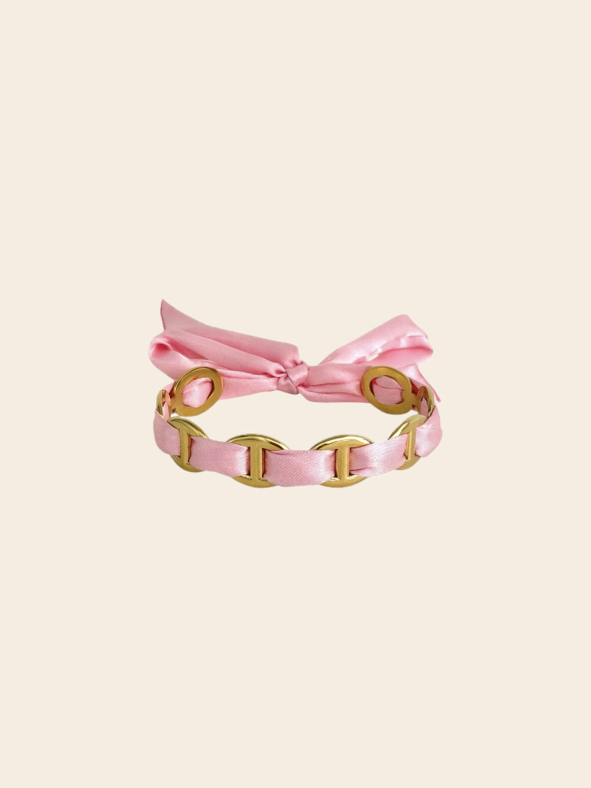 Jonc MAILLE ruban rose