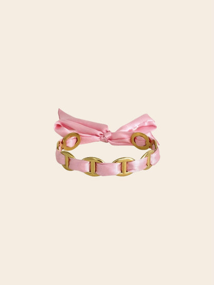 Jonc MAILLE ruban rose