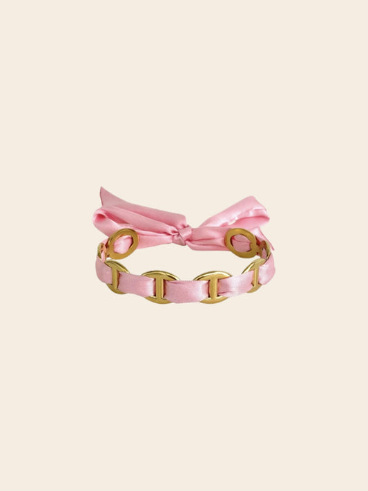 Jonc MAILLE ruban rose