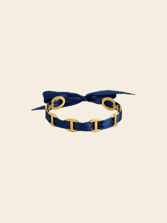 Jonc MAILLE ruban bleu marine