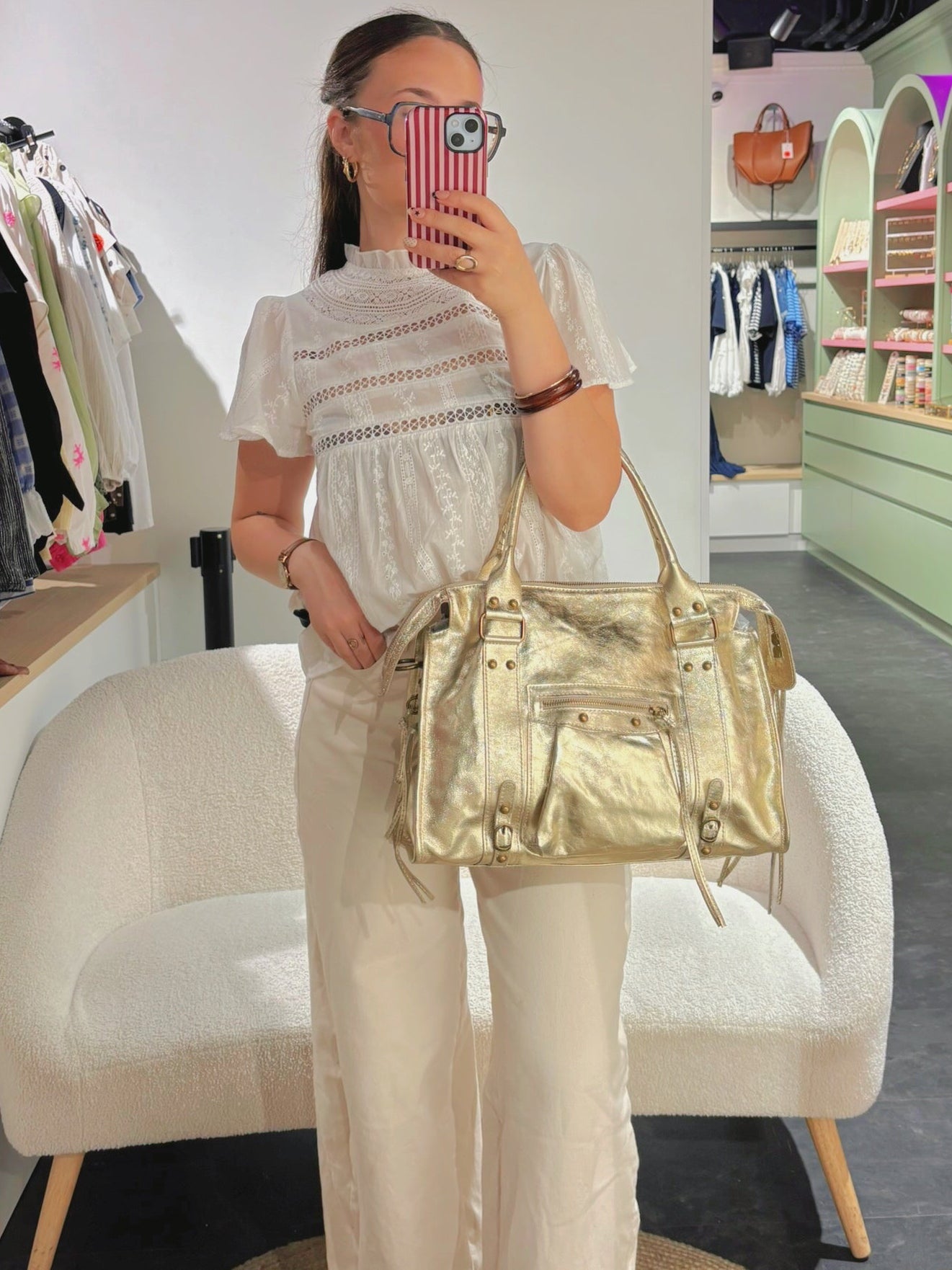 Sac PANAM cuir doré GRAND modèle