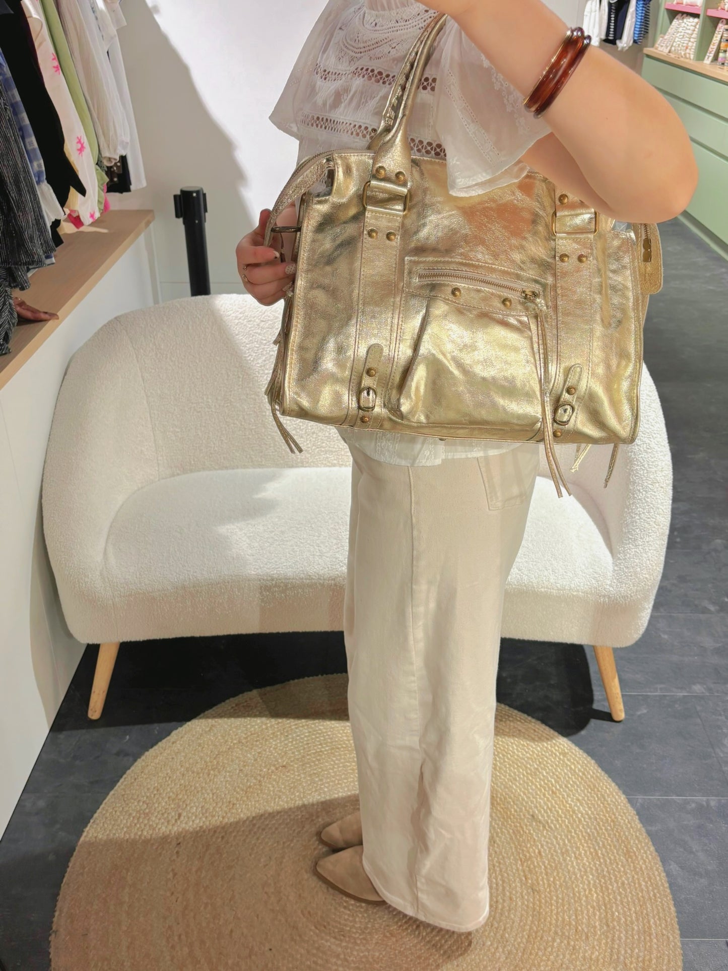 Sac PANAM cuir doré GRAND modèle