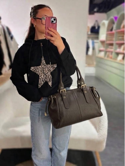 Sac GEREL cuir grainé marron grand modèle