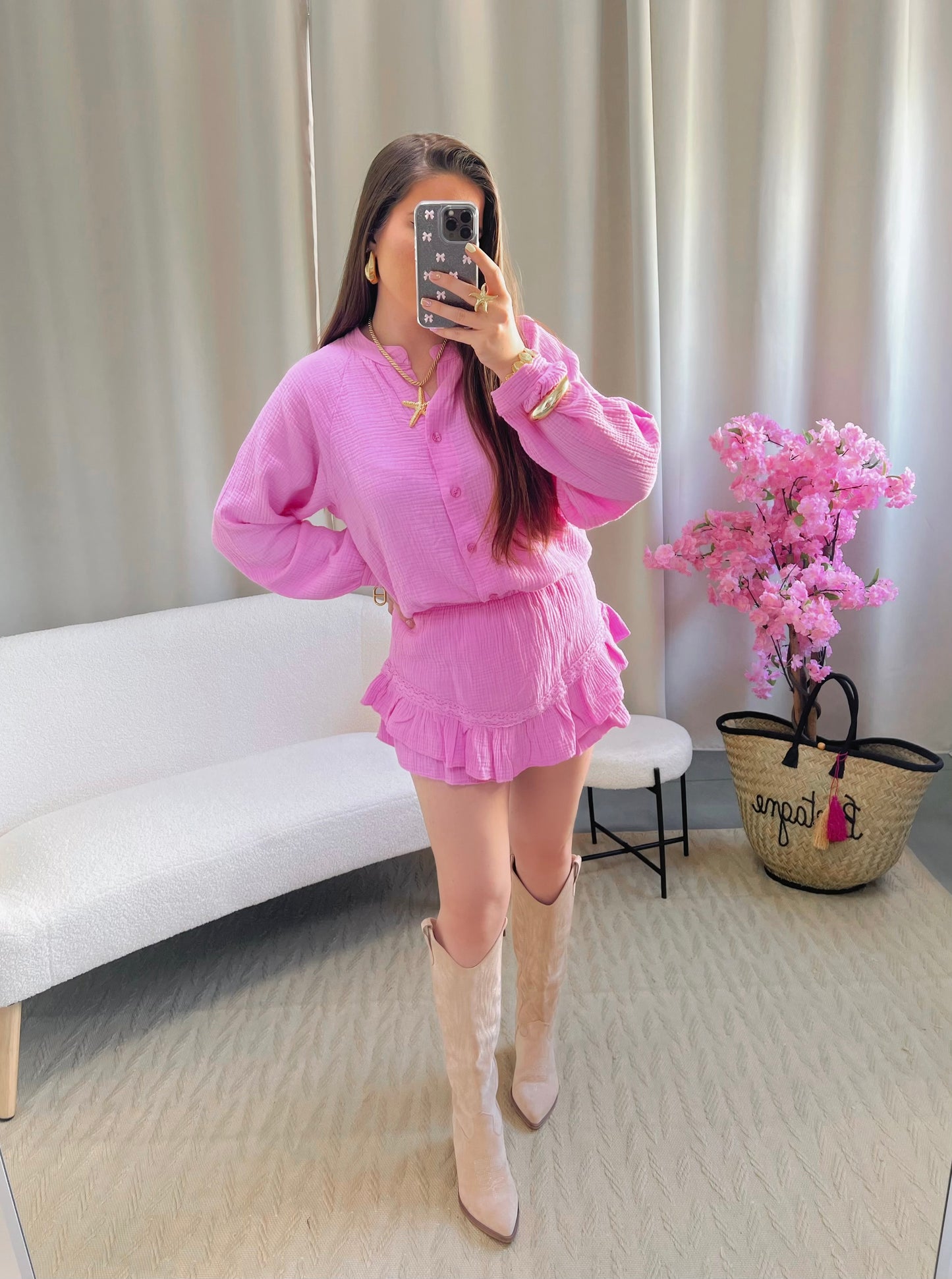 Jupe short LINA rose