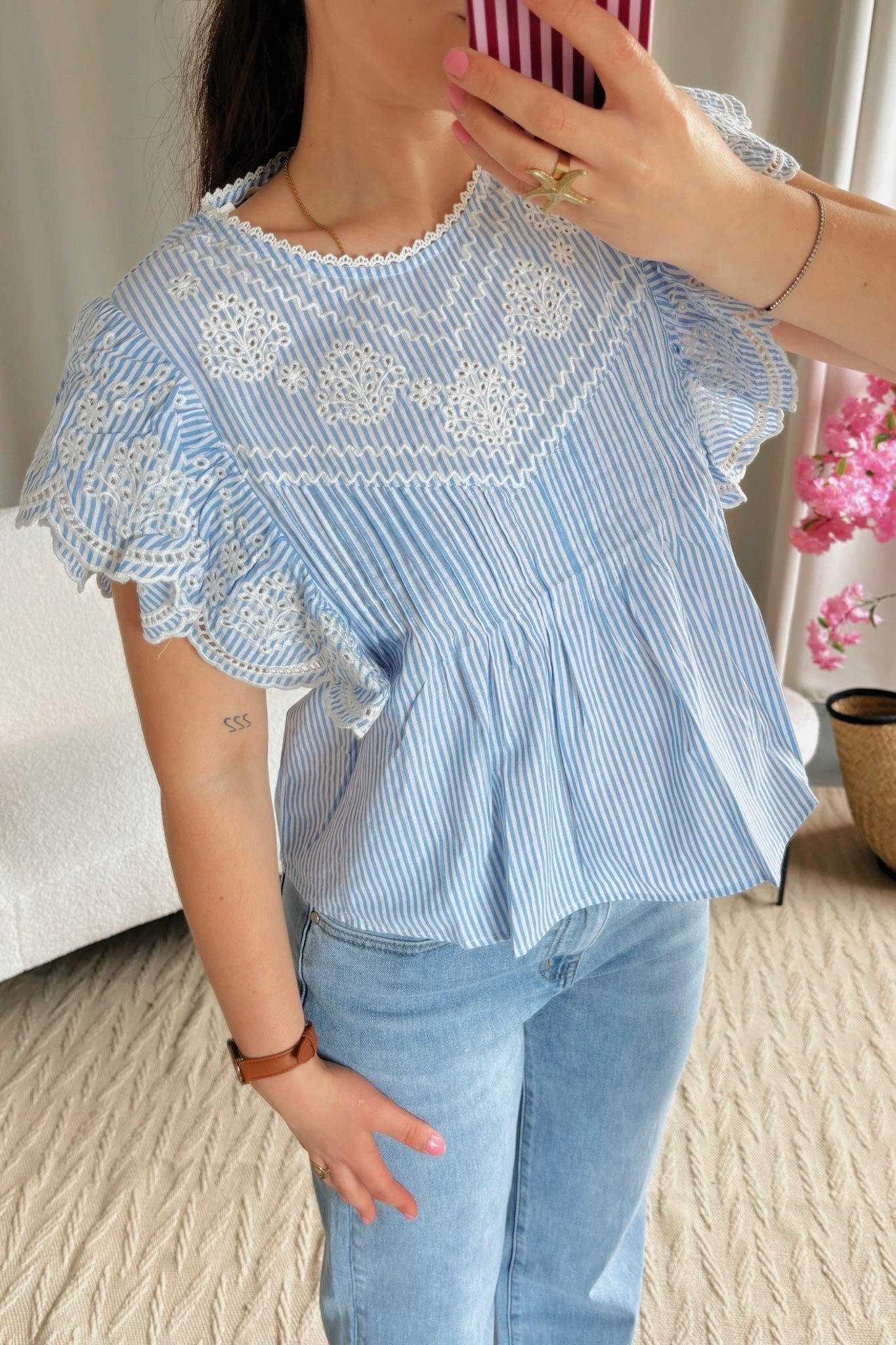 Blouse GABY bleu ciel