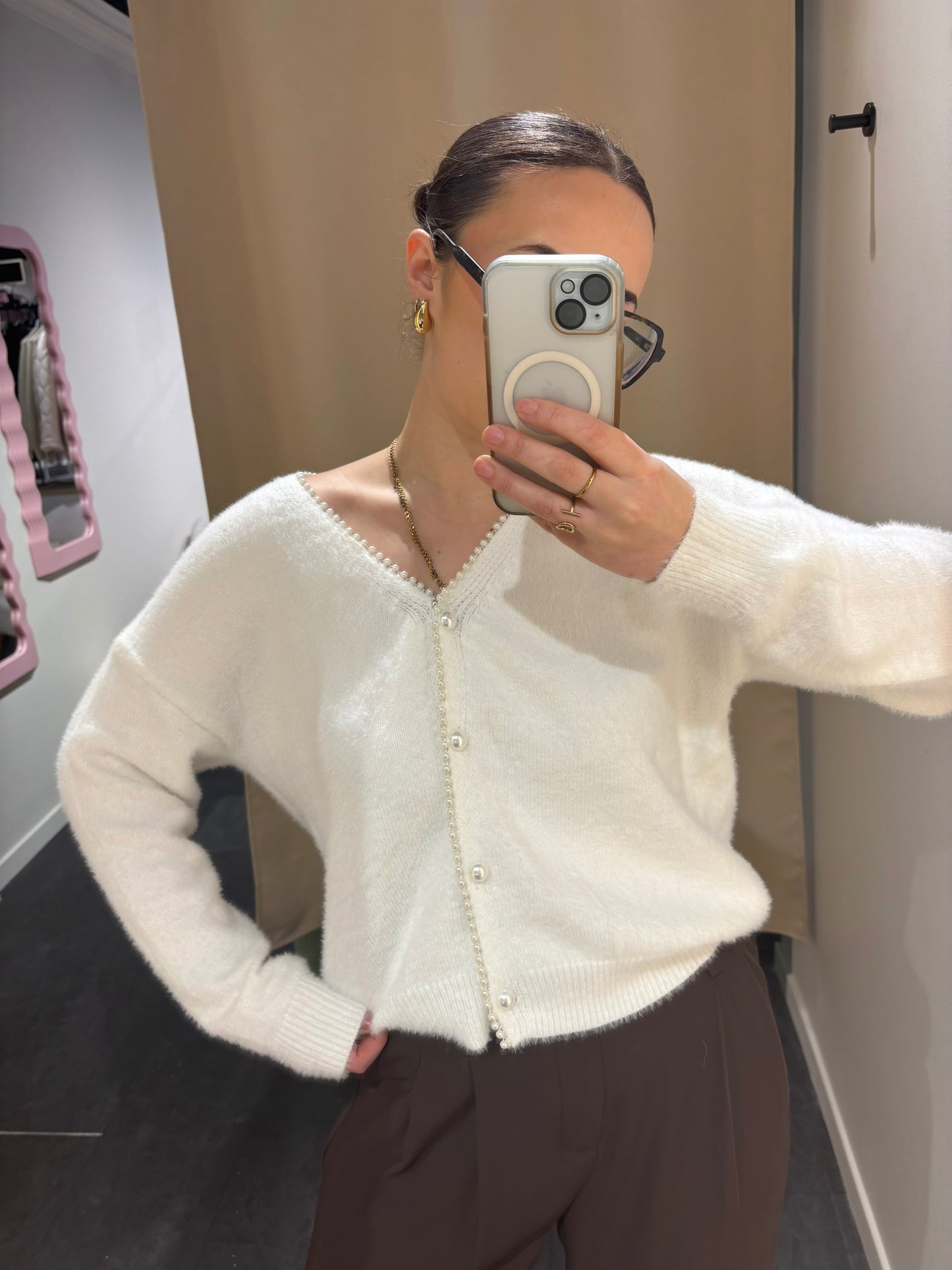 Cardigan PERLA blanc