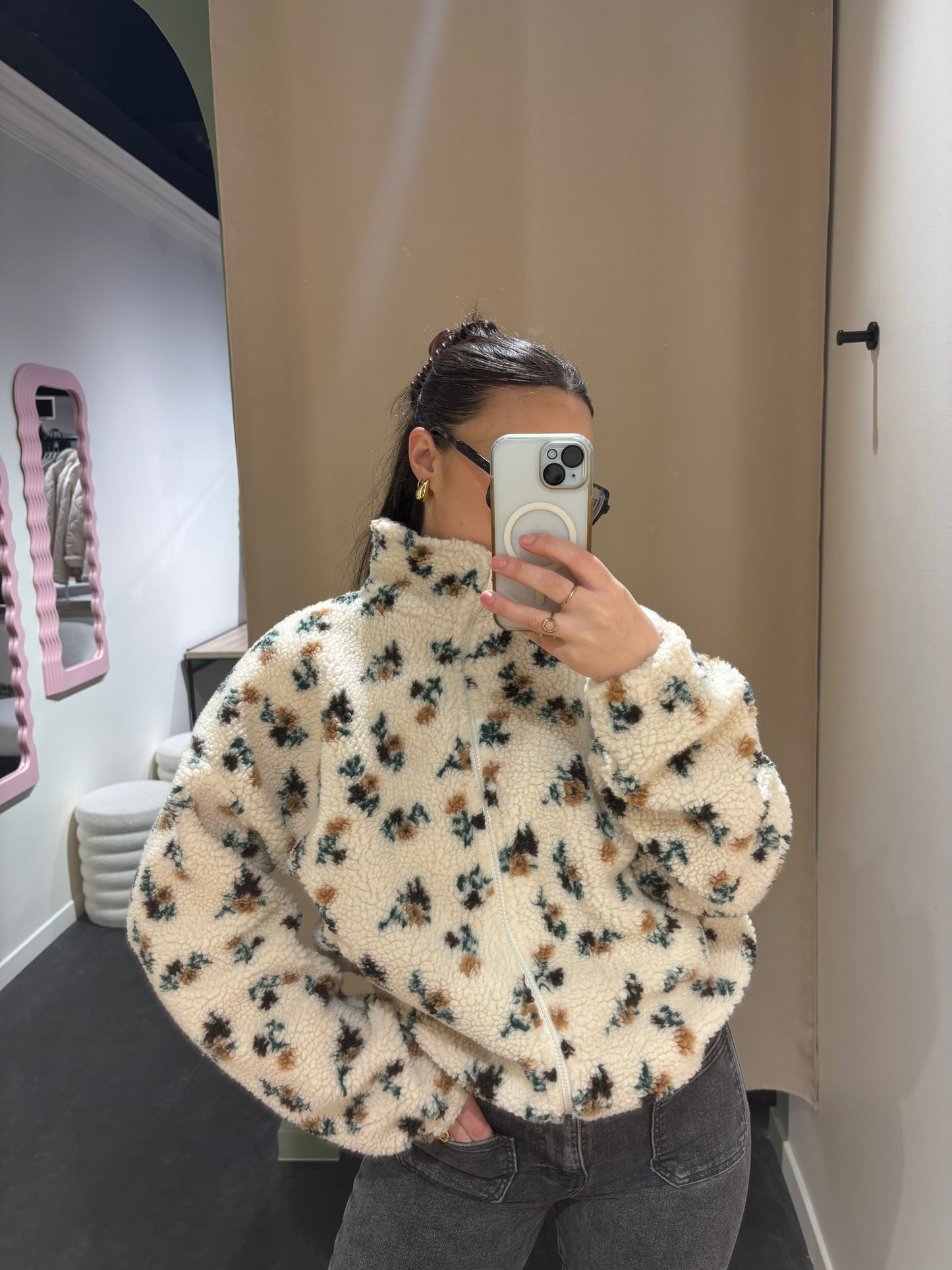 Polaire POLA motifs fleurs écru