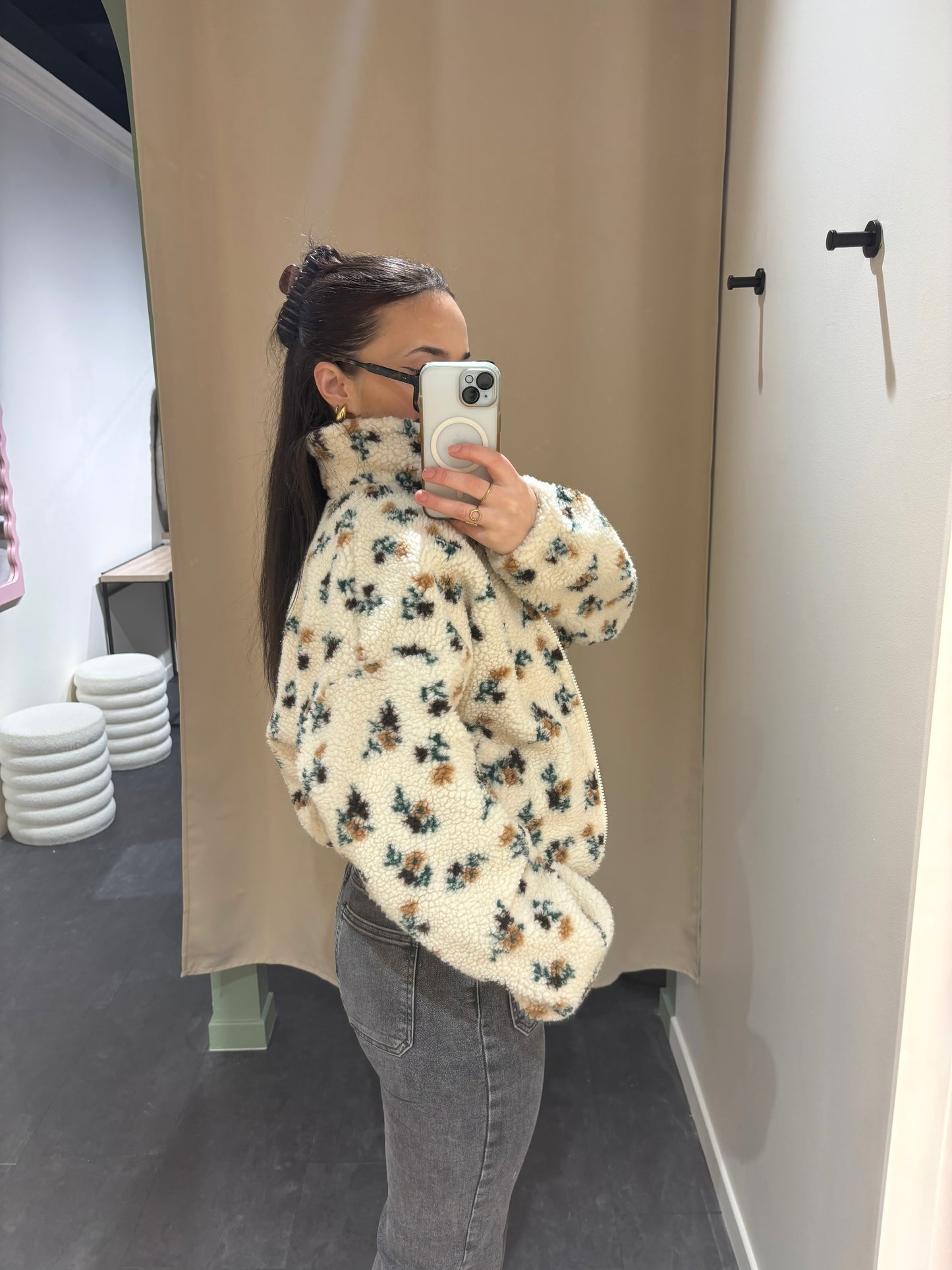 Polaire POLA motifs fleurs écru