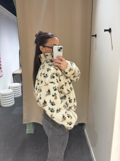 Polaire POLA motifs fleurs écru