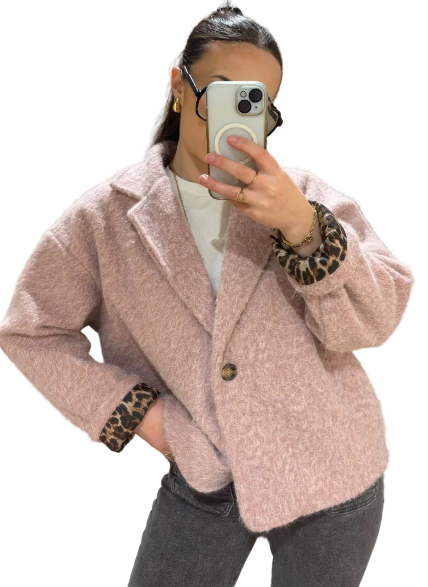 Veste FUZZY vieux rose