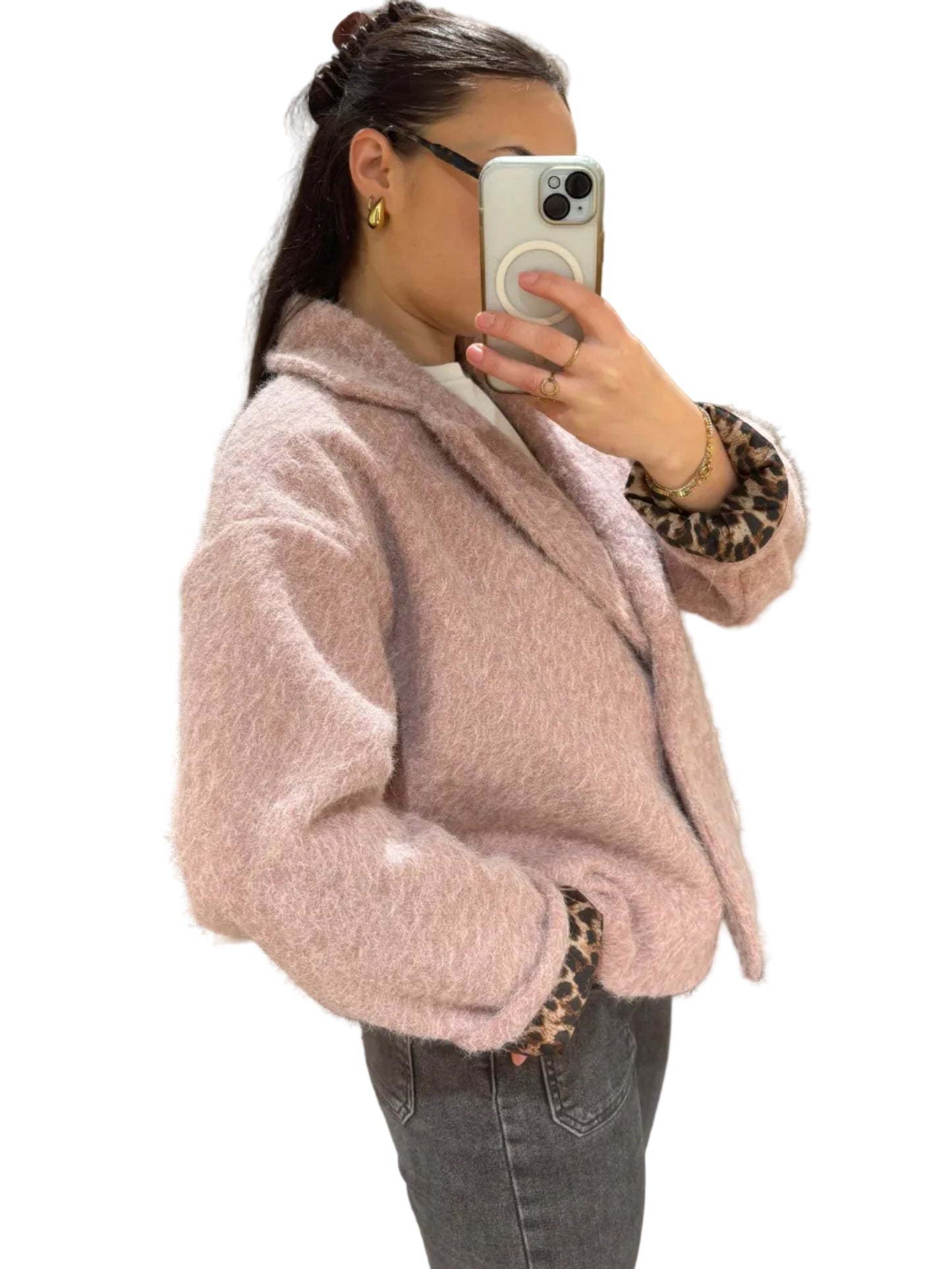 Veste FUZZY vieux rose
