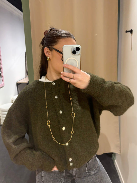 Cardigan COZY kaki foncé