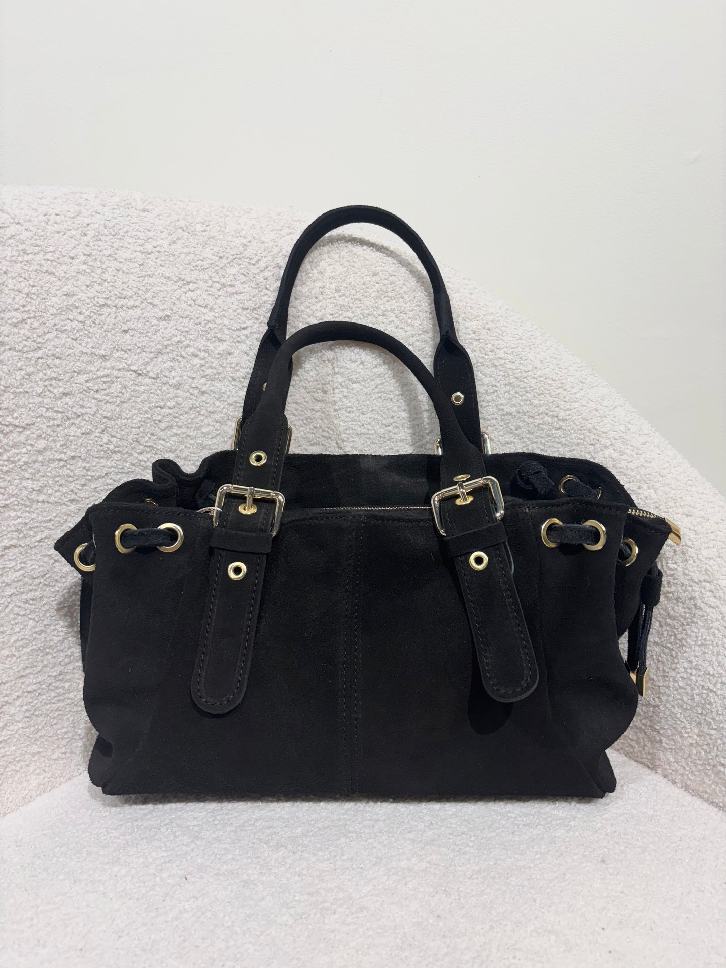 Sac GEREL noir en daim moyen modèle