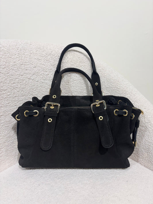 Sac GEREL noir en daim moyen modèle