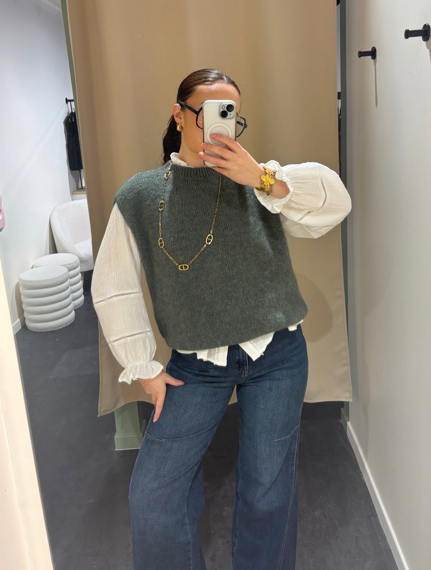 Pull LIVIA kaki foncé