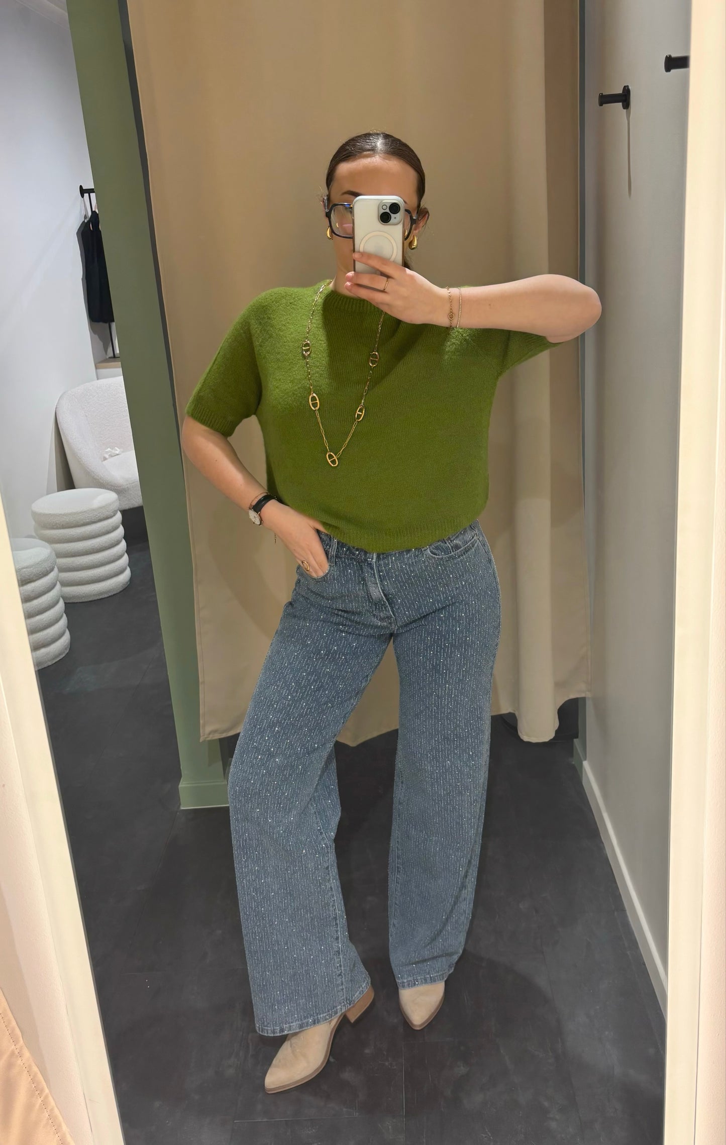 Pull MAËLYS vert olive