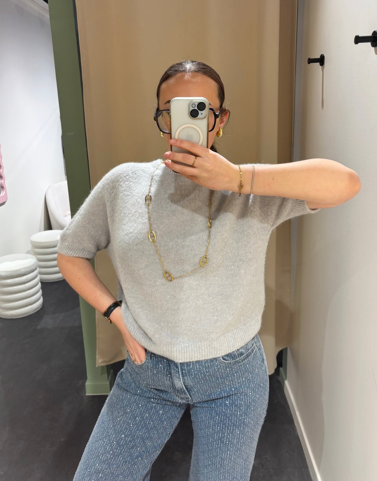 Pull MAËLYS gris clair