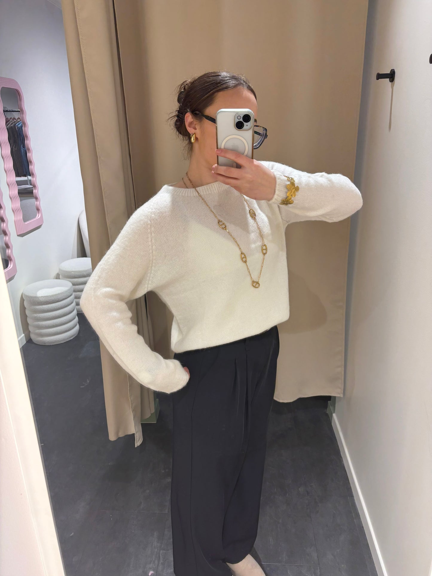 Pull MAËLYS blanc manches longues