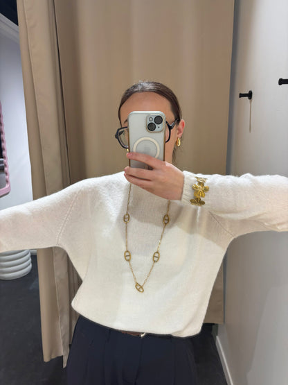 Pull MAËLYS blanc manches longues