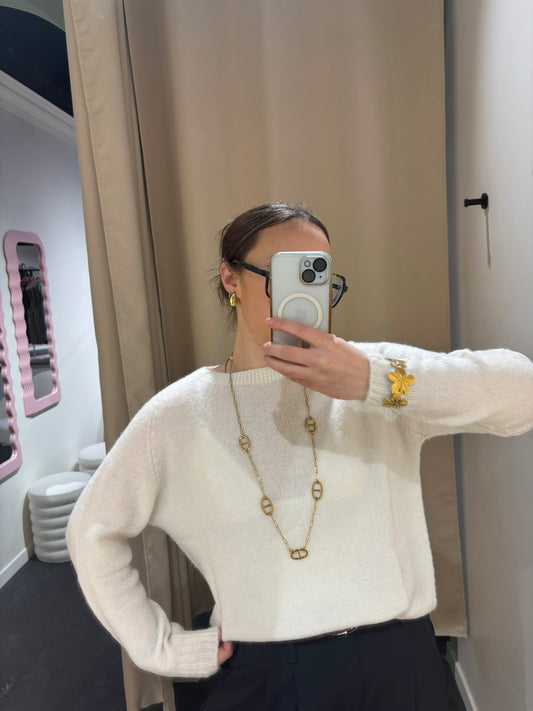 Pull MAËLYS blanc manches longues