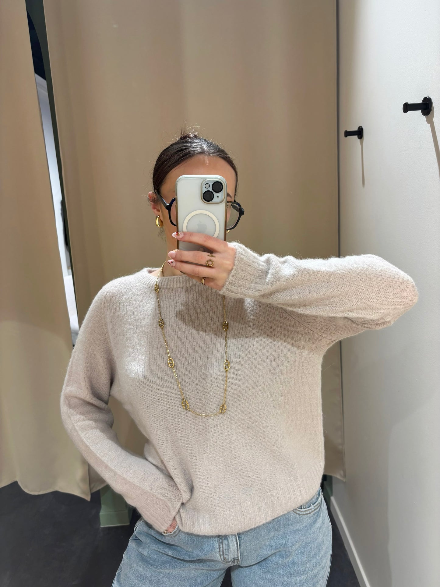 Pull MAËLYS beige manches longues