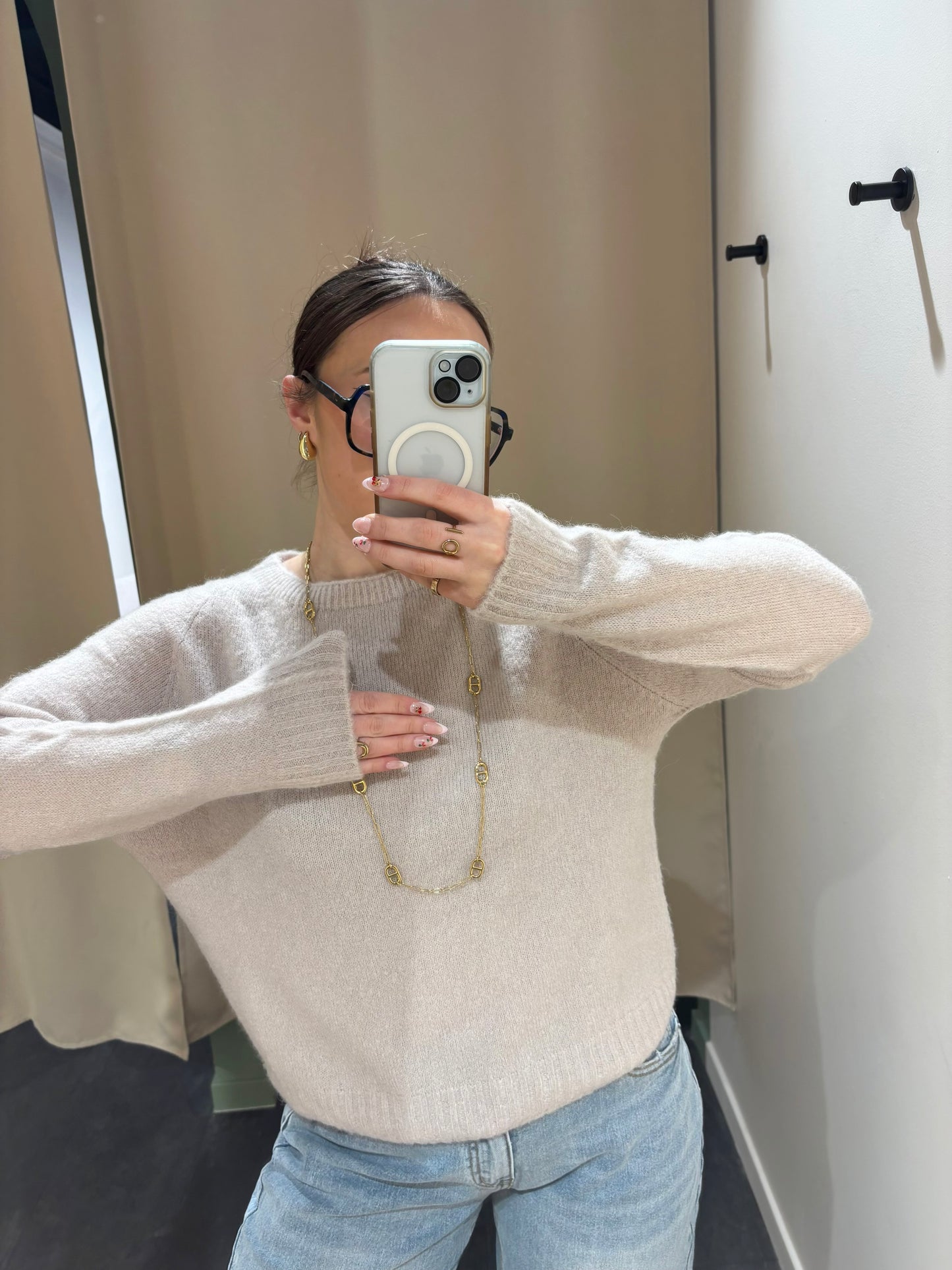Pull MAËLYS beige manches longues