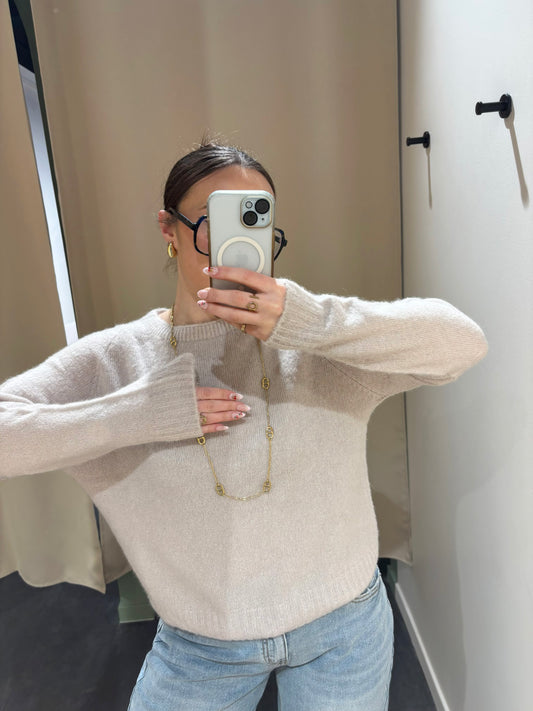 Pull MAËLYS beige manches longues