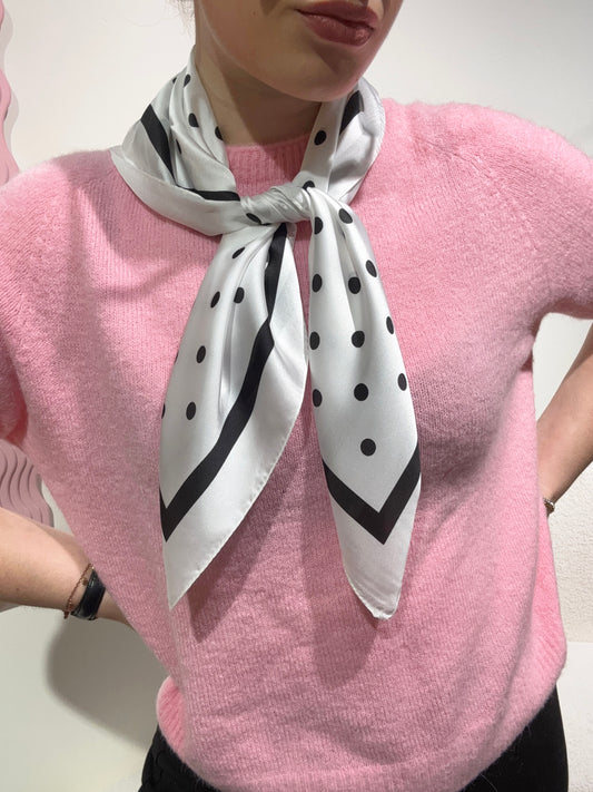 Foulard CARRE blanc à pois