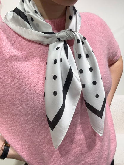 Foulard CARRE blanc à pois