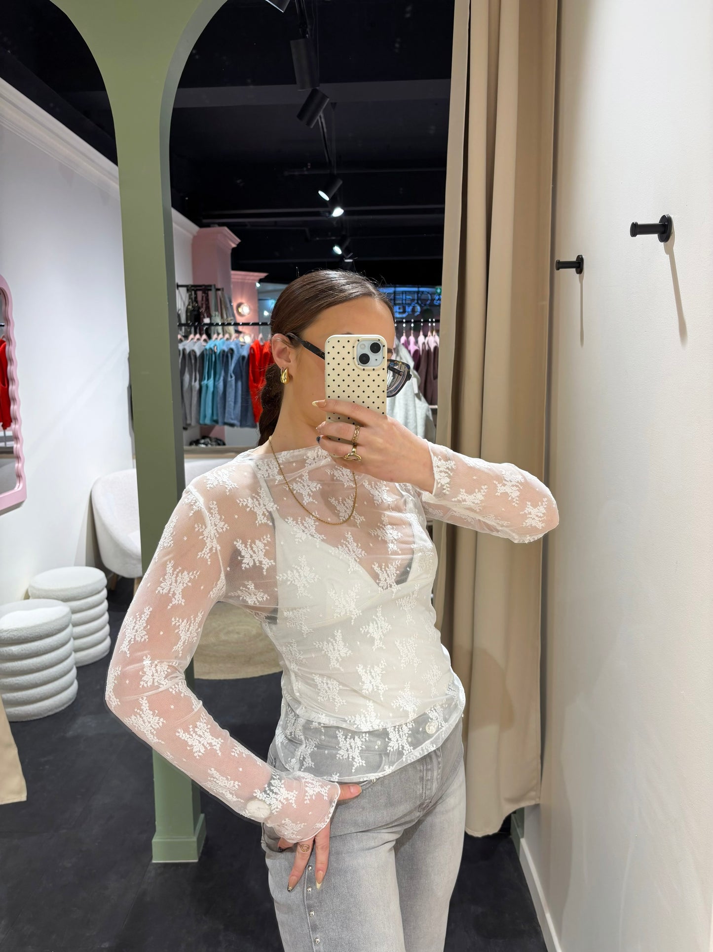 Top DENTELLA blanc