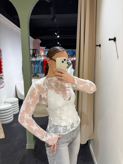 Top DENTELLA blanc