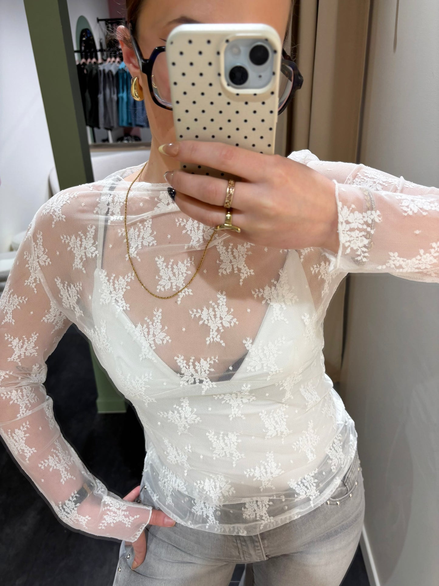 Top DENTELLA blanc