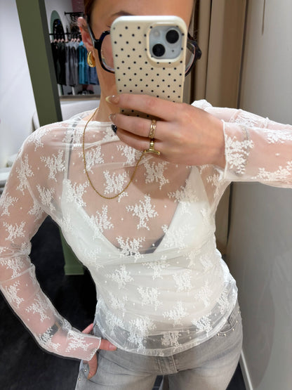 Top DENTELLA blanc